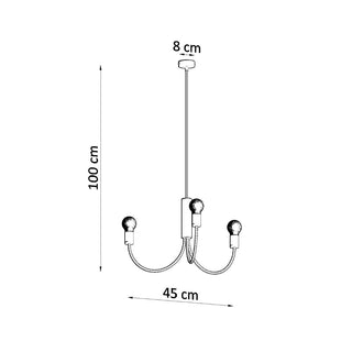 Lustre noir minimaliste – Suspension contemporaine à 3 ampoules pour salle à manger