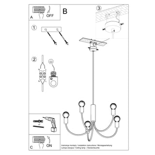 Lustre noir minimaliste – Suspension contemporaine à 3 ampoules pour salle à manger