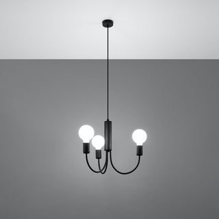 Lustre noir minimaliste – Suspension contemporaine à 3 ampoules pour salle à manger