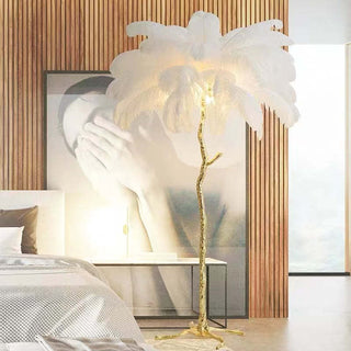 Feather Floor Lamp - Luxury Resin Feather Lamp with Soft Light & Maple Leaf Texture