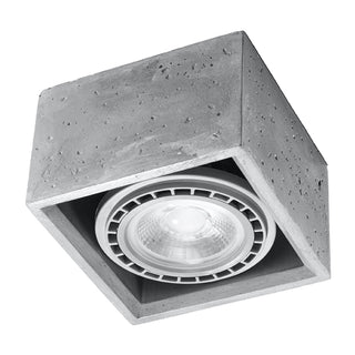 Plafonnier en béton gris – Luminaire industriel compact et minimaliste pour plafonds bas