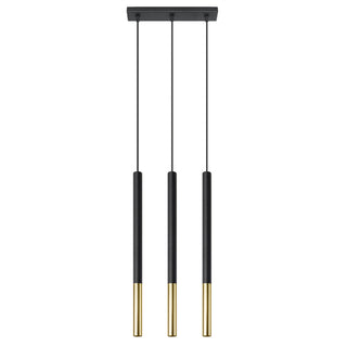 Suspension noire et or – Plafonnier moderne 3 lumières | Luminaire design sculptural