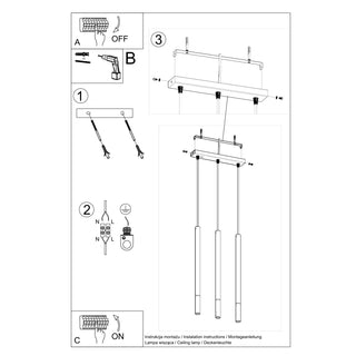 Suspension noire et or – Plafonnier moderne 3 lumières | Luminaire design sculptural