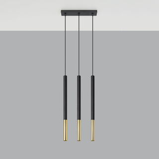 Suspension noire et or – Plafonnier moderne 3 lumières | Luminaire design sculptural