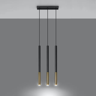 Suspension noire et or – Plafonnier moderne 3 lumières | Luminaire design sculptural