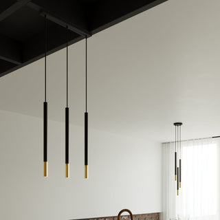 Pendentif Luminaire Noir et Or – Lustre Moderne à 3 Lumières | Luminaire Sculptural