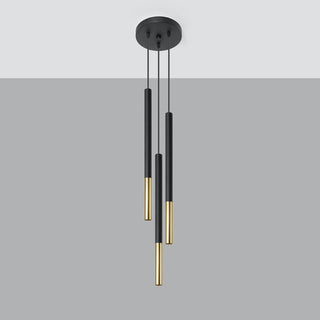 Pendentif Luminaire Noir et Or – Lustre Moderne à 3 Lumières | Luminaire Sculptural