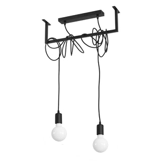 Lustre noir minimaliste – Suspension moderne à 2 lumières pour salon élégant