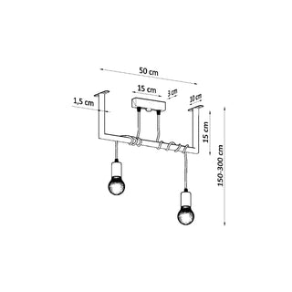 Lustre noir minimaliste – Suspension moderne à 2 lumières pour salon élégant