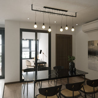 Lustre noir minimaliste – Suspension moderne à 2 lumières pour salon élégant
