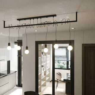 Lustre noir minimaliste – Suspension moderne à 2 lumières pour salon élégant