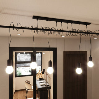 Lustre noir minimaliste – Suspension moderne à 2 lumières pour salon élégant