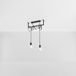 Lustre noir minimaliste – Suspension moderne à 2 lumières pour salon élégant