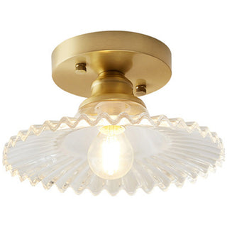 Glass Ceiling Light - Semi Flush Mount Copper Frame Mini Ceiling Lamp