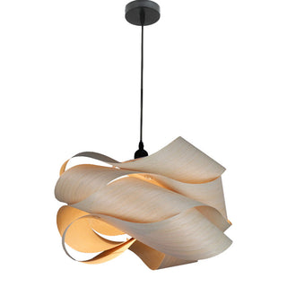 Modern kitchen pendant with geometric wood structure