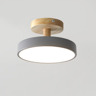 Colorful Flush Mount Light - Round Ceiling Light with Wood & Iron Design