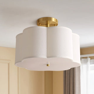 Semi-flush white flower ceiling fixture – E27 bedroom