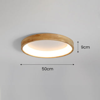Wood LED Ceiling Light – Retro Geometric Circle Fixture With Energy Efficient Design