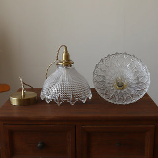 Suspension en verre vintage – Lampe réglable en laiton style Mid-Century