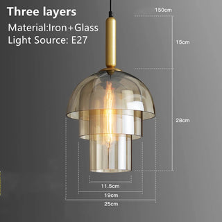 Suspension dôme en verre - Lampe dôme multicouche moderne pour îlot de cuisine