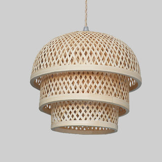 Bamboo basket pendant — natural kitchen island ceiling lamp