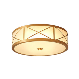 Antique brass glass drum ceiling light – geometric pattern