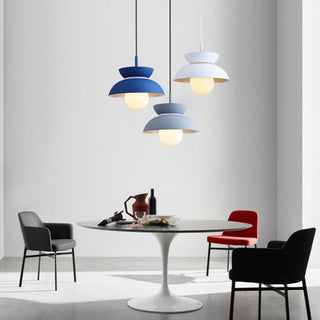 Colorful Round Pendant Light – Modern Metal Glass Pendant Lamp With E27 Fixture