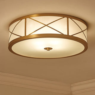 Brass glass drum ceiling lamp antique – geometric fixture
