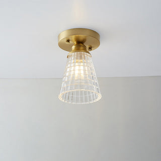 Glass Ceiling Light - Semi Flush Mount Copper Frame Mini Ceiling Lamp