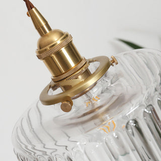 Vintage Glass Pendant Light - Elegant Cylindrical Glass Lamp for Kitchen Island