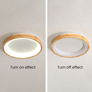 Wood LED Ceiling Light – Retro Geometric Circle Fixture With Energy Efficient Design