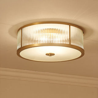 Luxury glass drum ceiling lamp – vintage brass fixture