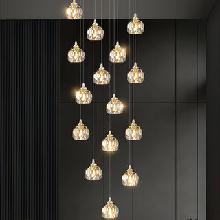 Gold aluminum pendant in interior — crystal contemporary lamp
