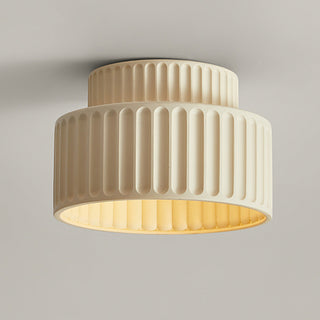 Vintage Drum Ceiling Lamp – Semi Flush Mount Light with Cream Drum Shade