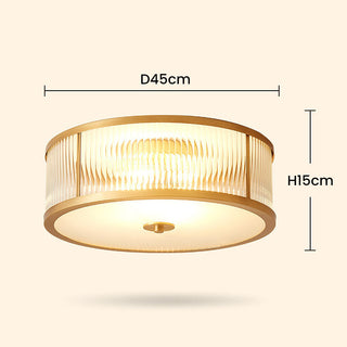 Brass drum ceiling lamp luxury vintage – glass detail