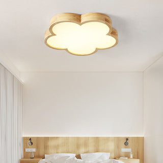 Modern flower LED ceiling lamp wooden – flush mount