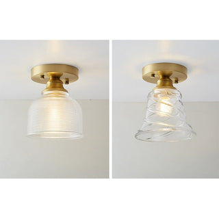 Glass Ceiling Light - Semi Flush Mount Copper Frame Mini Ceiling Lamp