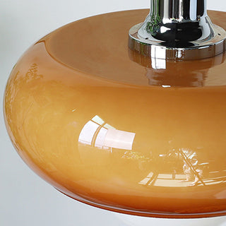 Suspension Bauhaus – Lampe dôme en verre couleur café pour salle à manger