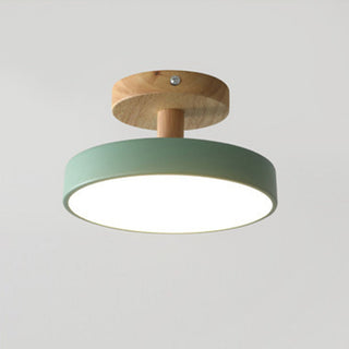 Colorful round ceiling light, flush mount wood iron design