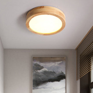 Sleek wood flush mount ceiling light, contemporary LED lamp