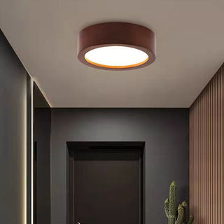 Sleek contemporary wood ceiling light, round LED flush mount