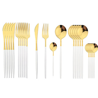 stainless steel cutlery 24 piece gold silver rose finish flatware product view