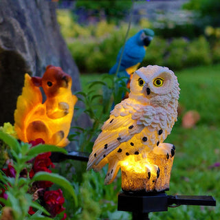 Outdoor Solar Lamp – Hand-Painted Resin Owl With Warm Glow LED Lighting