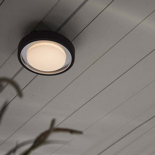 Black LED Wall Light – Minimalist Circular Ceiling Light Fixture | Warm Ambient Lighting