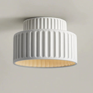 Vintage Drum Ceiling Lamp – Semi Flush Mount Light with Cream Drum Shade