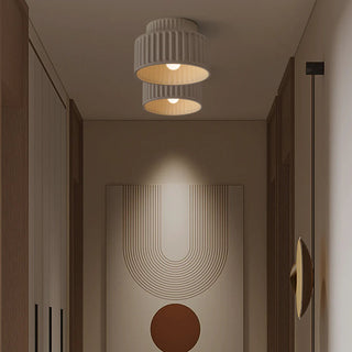 Vintage Drum Ceiling Lamp – Semi Flush Mount Light with Cream Drum Shade
