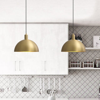 Mid-century pendant with brass dome and adjustable cable