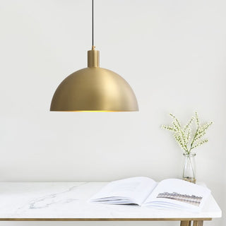 Brass adjustable pendant with dome — mid-century design