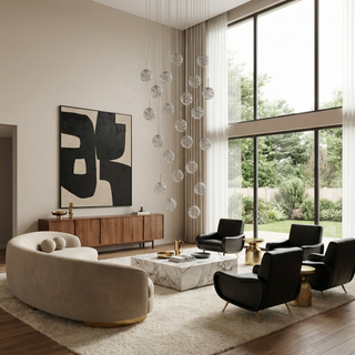 Custom Chandelier – Modern Light Fixture with Adjustable LED Lighting & Crystal Shades
