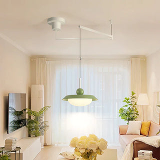 Modern layered metal hanging lamp with soft diffused glow
